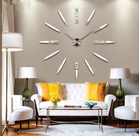 Настінний 3d годинник SUN - Silver - 80-130см Модель Т42 T4212S фото
