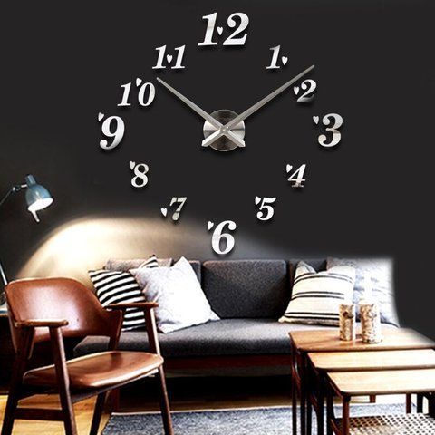 Настінний 3d годинник CURSIVE - Silver T4224S фото