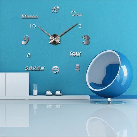 Настінний 3d годинник LINE - Silver T4207S фото