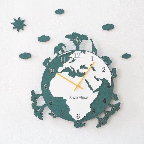Настінний годинник Mandelda SAVE AFRICA - Green С74 фото